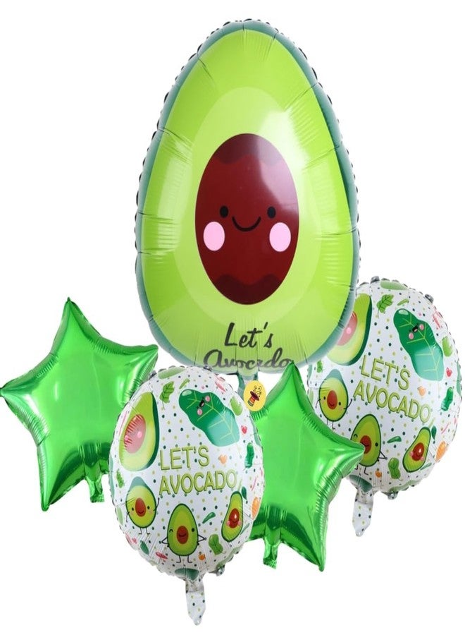 Atpata Funky Mexican Theme Jumbo Self Standing Foil Balloons Set - Cactus Nacho Avocado with Balloon Base | Spanish Fiesta Birthday Baby Shower Taco Party Centerpieces (Avocado 5pcs. Set) - Image 1